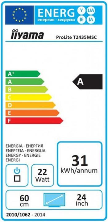 Energy Label iiyama ProLite T2435MSC-B2 (1920 x 1080 pixels, 24")