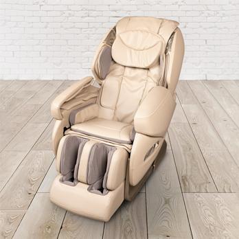 PureHaven Massage-Sessel Knet- und Klopfmassage Heizfunktion Bluetooth USB Sprachsteuerung beige PU-