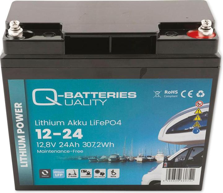 Produktbild Q-Batteries Lithium Akku 12-24 12,8V 24Ah 307,2Wh, LiFePO4 Batterie (12.80 V, 24 Ah)