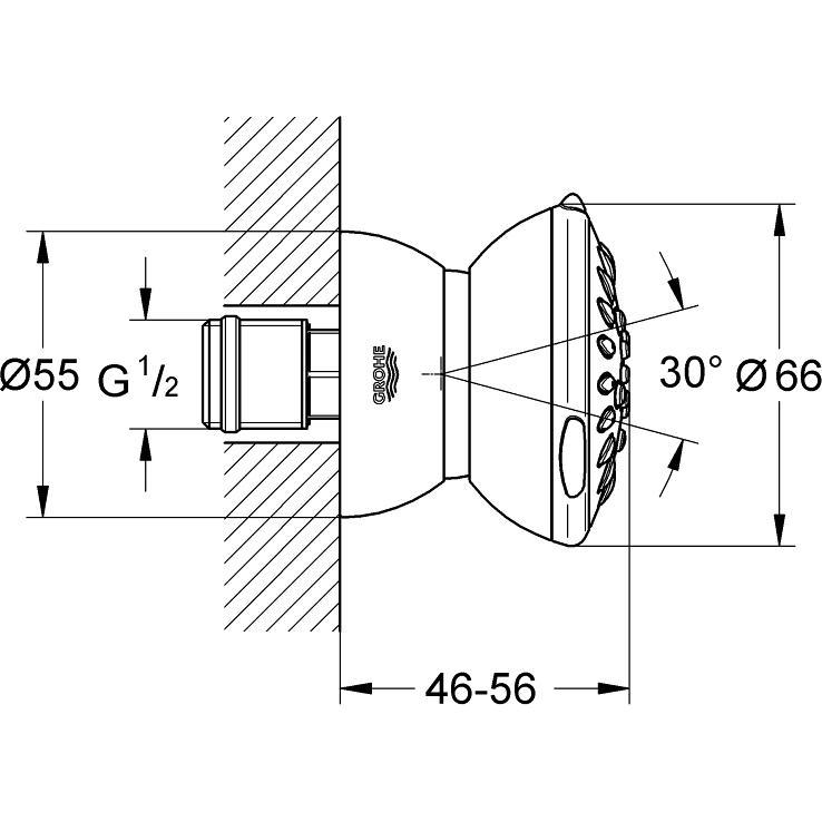 Thumbnail - Grohe, Duschbrause, Seitenbrause RELEXA 65 Massage chrom (2 Strahlarten, 15 l/min)
