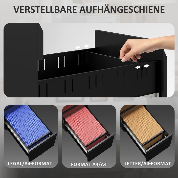 Produktbild Vinsetto Rollcontainer Stahl Schwarz (30 x 43.50 x 60 cm)
