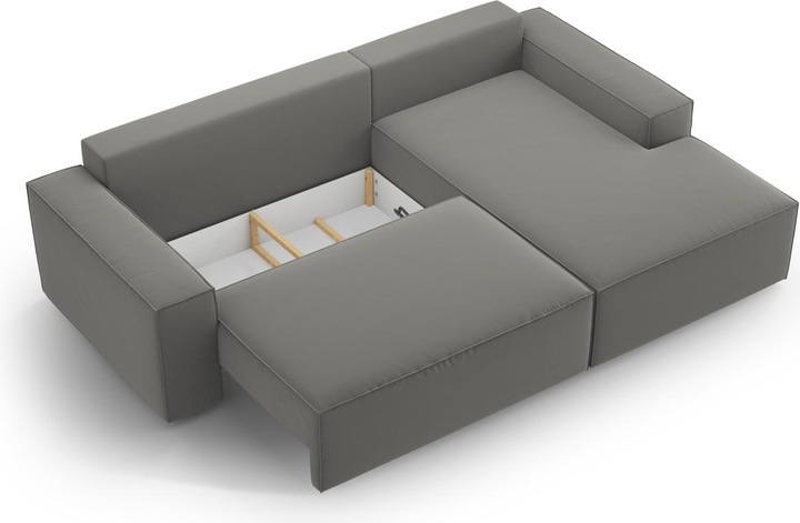 Actual product image Micadoni Velvet Right Corner Sofa With Bed Function And Box, "Jodie", 3 Seats, 246x151x86 Made in Europe (Corner sofa)