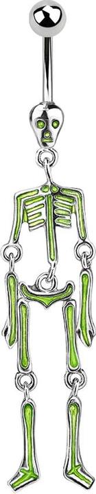 Actual product image Star Piercing Banana silver with ball pendant skeleton green (without brass, Surgical steel 316L)