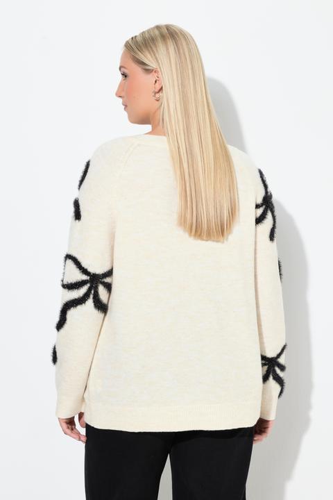 Produktbild Ulla Popken Pullover, Glitzer-Schleifen, V-Ausschnitt, Langarm (58)