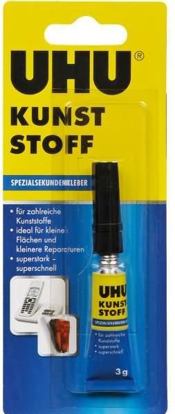 Produktbild UHU Spezialsekundenkleber Kunststoff, Glasklarer Einkomponenten-Klebstoff für Kunststoffe, Tube, 3 g (15 g)