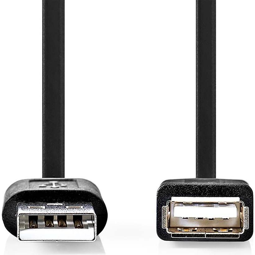 Thumbnail - Nedis USB-Kabel USB 2.0 USB-A Stecker USB-A Buchse 480 Mbps Vernickelt 0.20 m Rund P (0.20 m, USB 2.0), USB Kabel