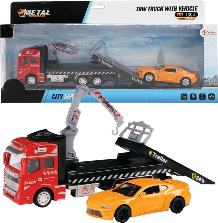 Immagine prodotto Toi-Toys Carro attrezzi in scala ridotta con piattaforma di sollevamento e ritiro