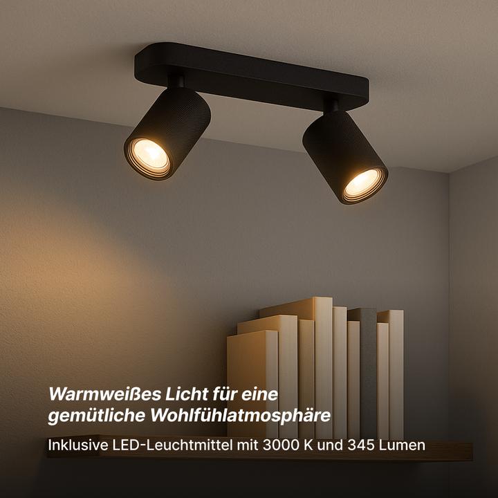 Produktbild Brilliant Plafondspot Marty GU10 2x5W 3000K - Zwart (345 lm, GU10)