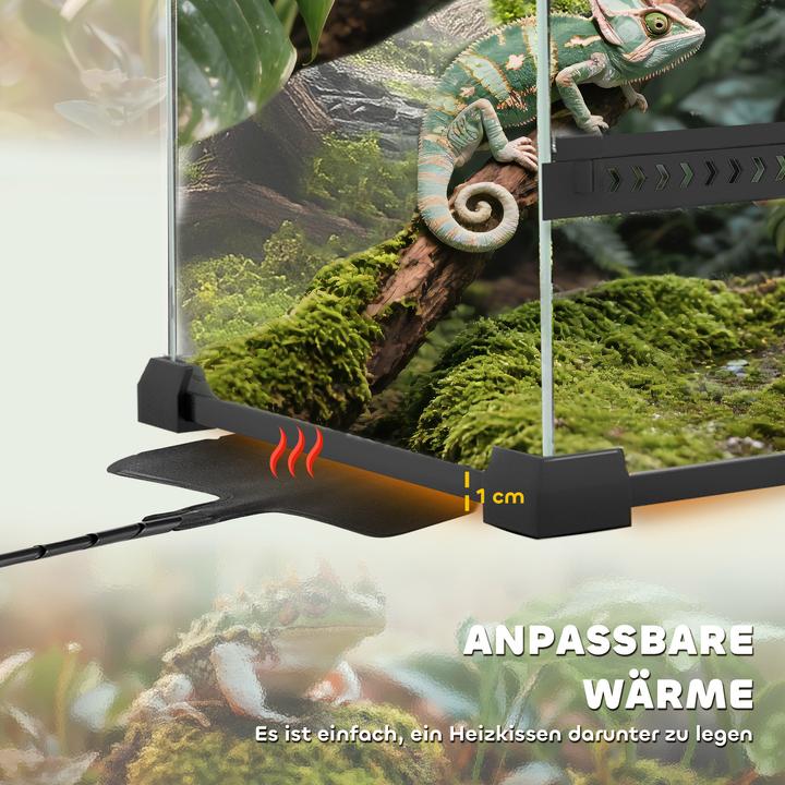 Image du produit PawHut Terrarium Hartglas, Stahl Schwarz