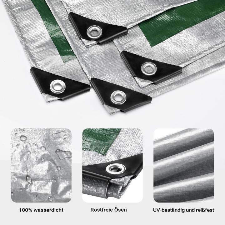 Actual product image Wiltec weatherproof tarpaulin green grey 4x3m PE tarpaulin 120g/m² garden tarpaulin (4 x 3 m)