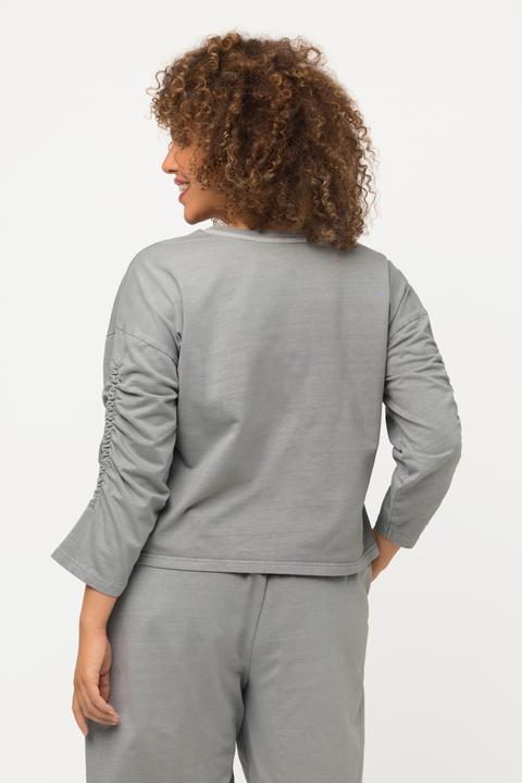 Actual product image Ulla Popken Cropped Oversized Sweatshirt with Ruched Sleeves (54)