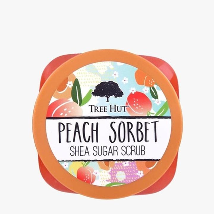 Actual product image Tree Hut Peach Sorbet Shea Sugar Scrub 18 oz Ultra Hydrating Exfoliating Nourishing Essential Body C (510 ml)