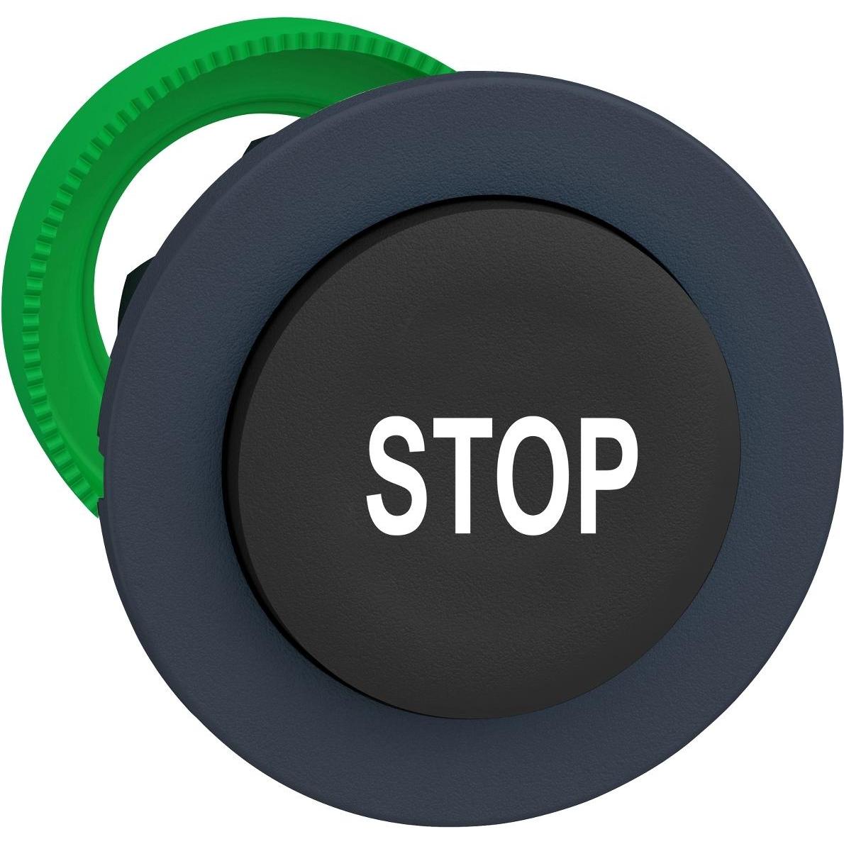 APC Testa del pressostato STOP, nero, rialzato, ritorno a molla dall'alto/basso, Pulsante + Interruttore, Grigio