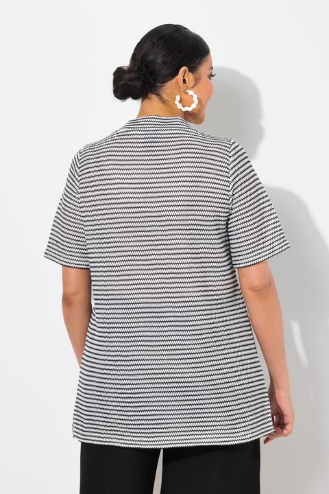Actual product image Ulla Popken Striped Short Sleeve V-Neck Sweatshirt (56)