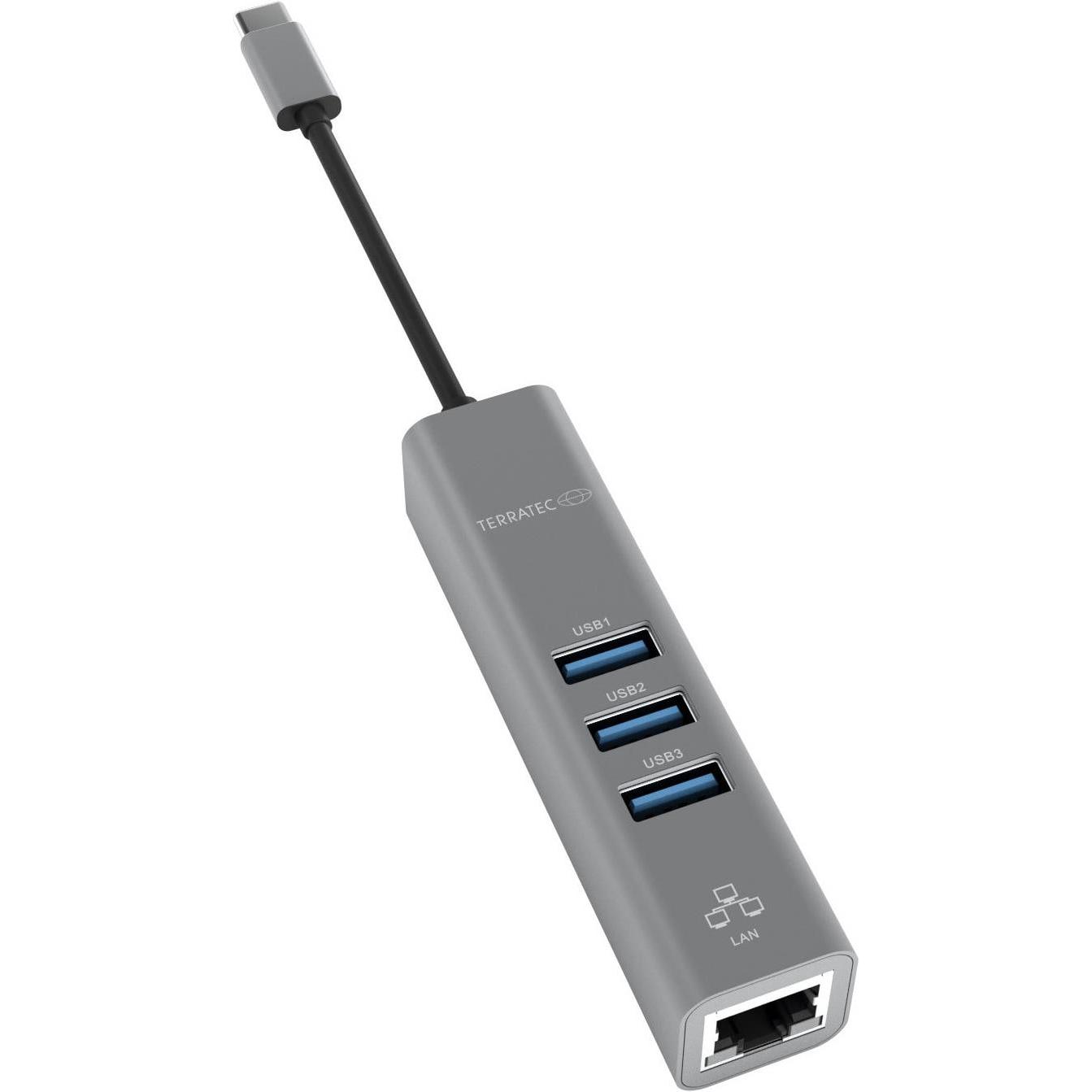 Terratec Connect C2 (USB-C, 4 Ports), Dockingstation + USB Hub, Silber