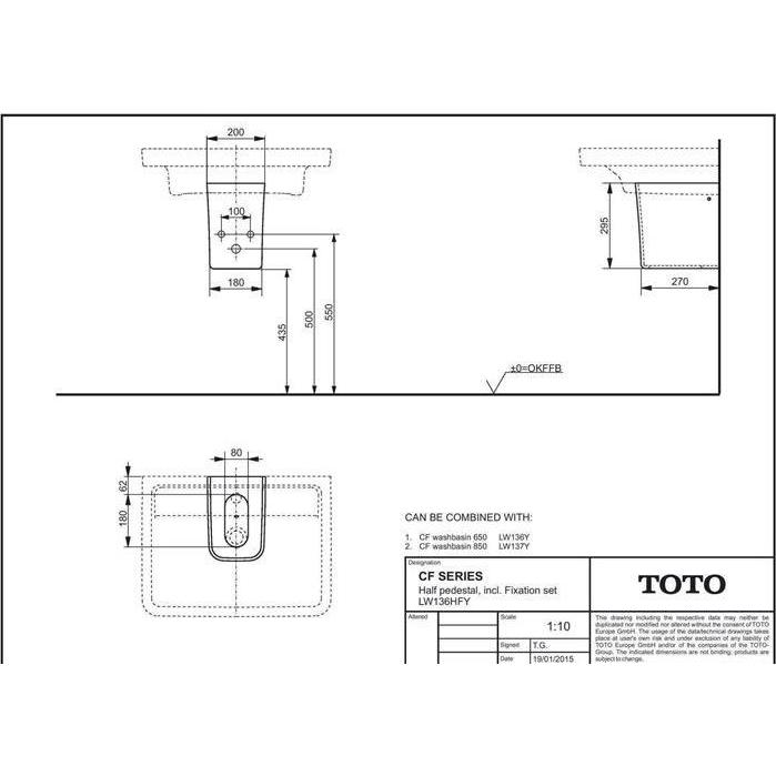 Thumbnail - TOTO, WC Deckel, CF Halbsäule 295x200x290mm weiss