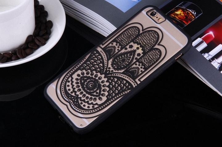 Actual product image König Design Apple iPhone 6 / 6s Mobile Cover Mandala Case Protection Motif Hand Fatima Black (Apple iPhone 6)
