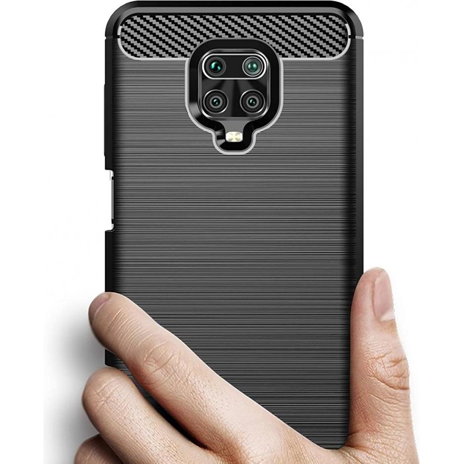 Thumbnail - Screenguard Xiaomi Redmi Note 9 Pro Hülle Carbon Brushed Soft TPU (Xiaomi Redmi Note 9 Pro), Smartphone Hülle, Schwarz