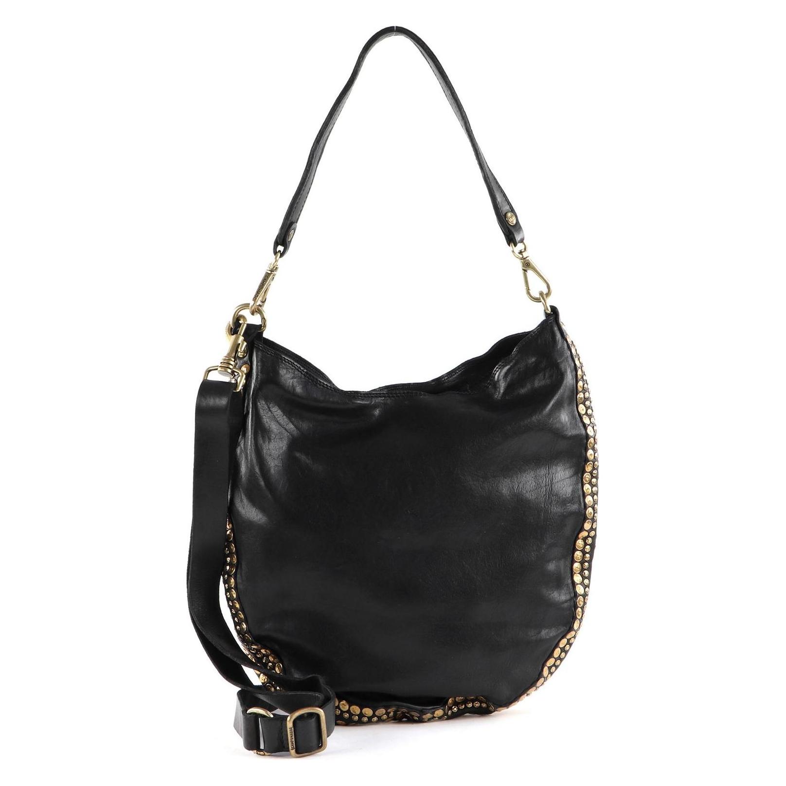 Campomaggi, Damen, Handtasche, Shoulder Bag, Schwarz