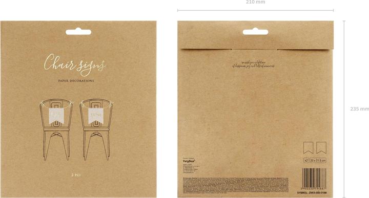 Produktbild Partydeco Partyaccessoire Stuhlschild Bride Groom Papier, 20 x 21.5 cm (1 Stk.)