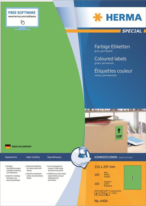 Actual product image HERMA Coloured labels A4