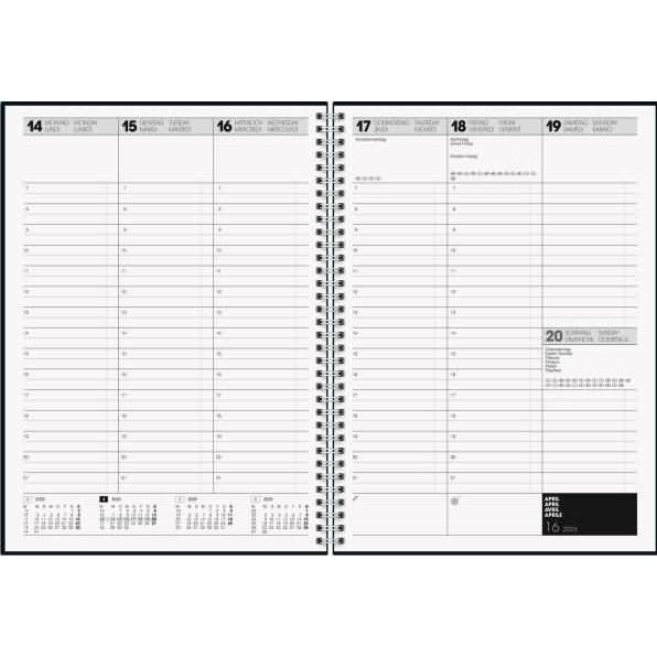 Thumbnail - Brunnen, Agenda, Buchkalender 781 21x29,7cm 1 Woche/2 Seiten transparent 2025 (A4, Italienisch, Französisch, Englisch, D...