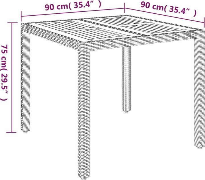 Image du produit vidaXL Garten Essgruppe (90 x 90 x 75 cm)