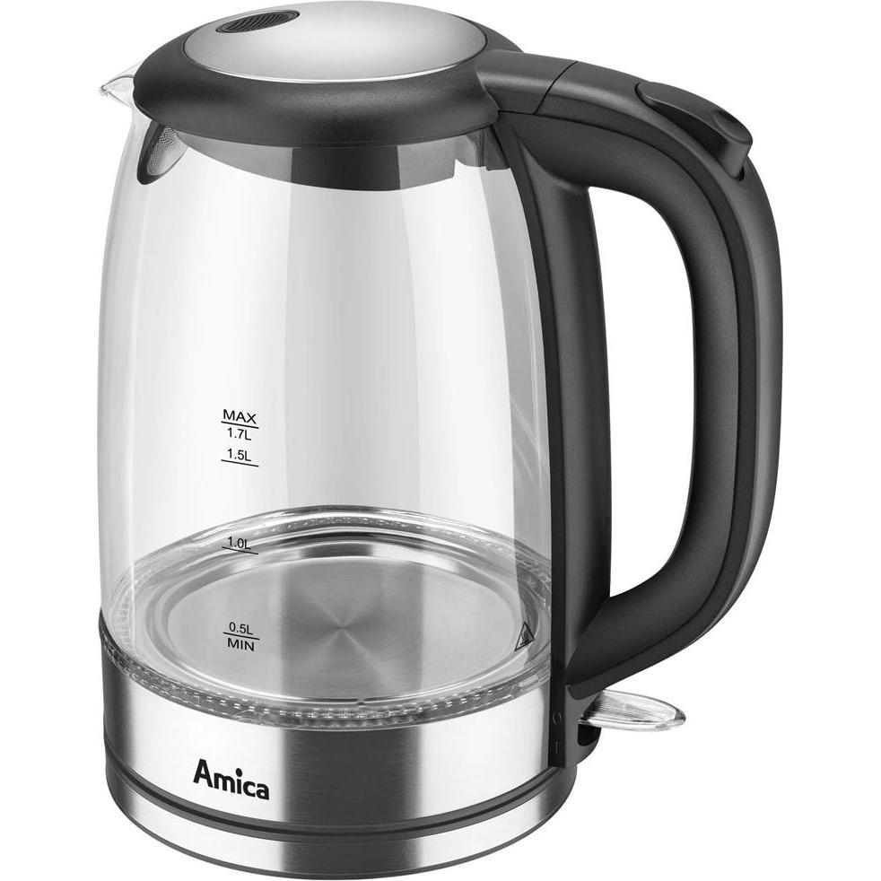 Amica Czajnik szklany 1.7l KD2050G, Wasserkocher, Transparent