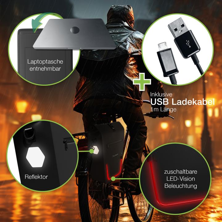 Produktbild Eloneo Fahrradtasche für Laptop (25 l, Gepäckträgertasche)