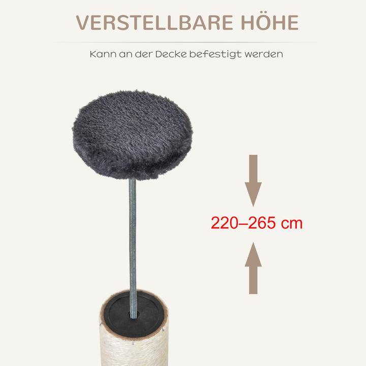 Image du produit PawHut Arbre à chat avec grotte (260 cm, Gris foncé)