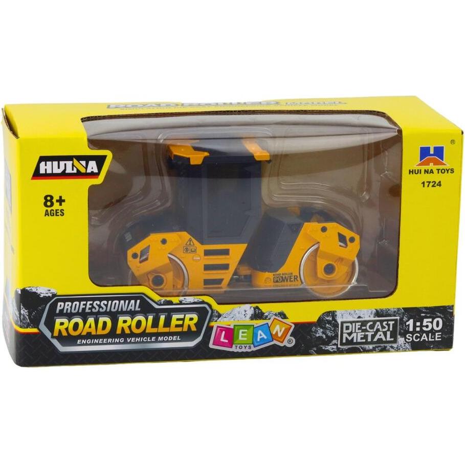 Huina Walec Drogowy Metalowy Pojazd Budowlany Żółty 1:50