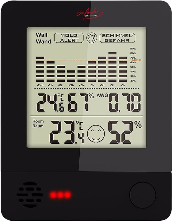 Produktbild Infactory 2in1-Thermometer & Hygrometer mit Schimmel-Alarm