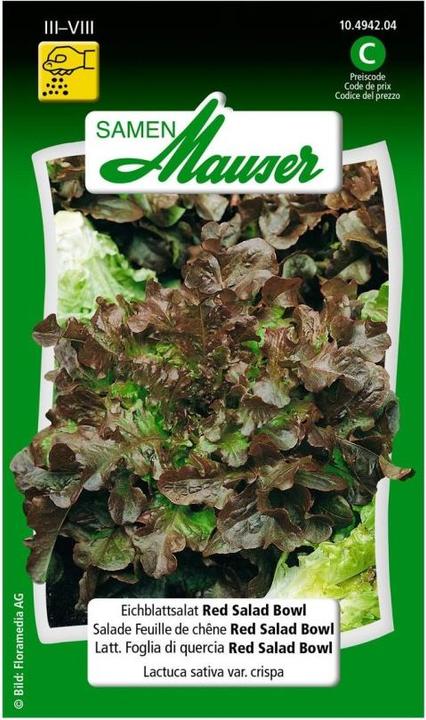 Produktbild Samen Mauser Eichblattsalat Red Bowl (Gemüsesamen)