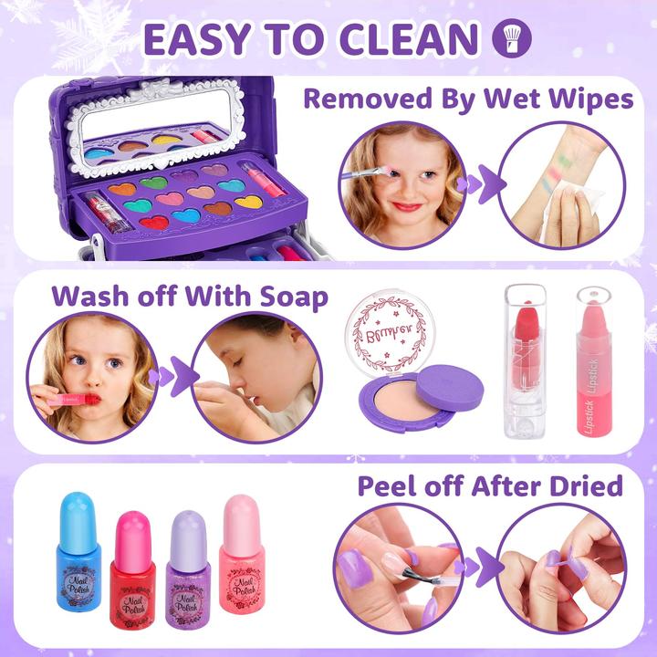 Actual product image Activity Board Make-up case, 54PCS Washable children's make-up set