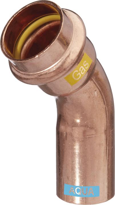Magni HS gomito V-Press rame AQUAGAS 42x42mm, 45 gradi, I/A