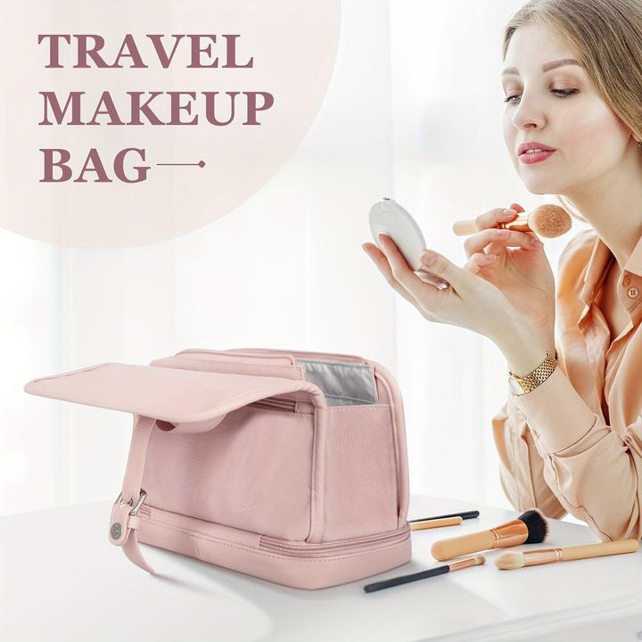 Image du produit Only-Bags.Store Trousse de maquillage de voyage en nylon à grande ouverture, imperméable à l'eau et à la poussière