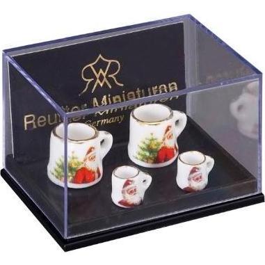 Reutter, Miniature, 4 Krüge aus Porzellan - Dekor Weihnachtsmann