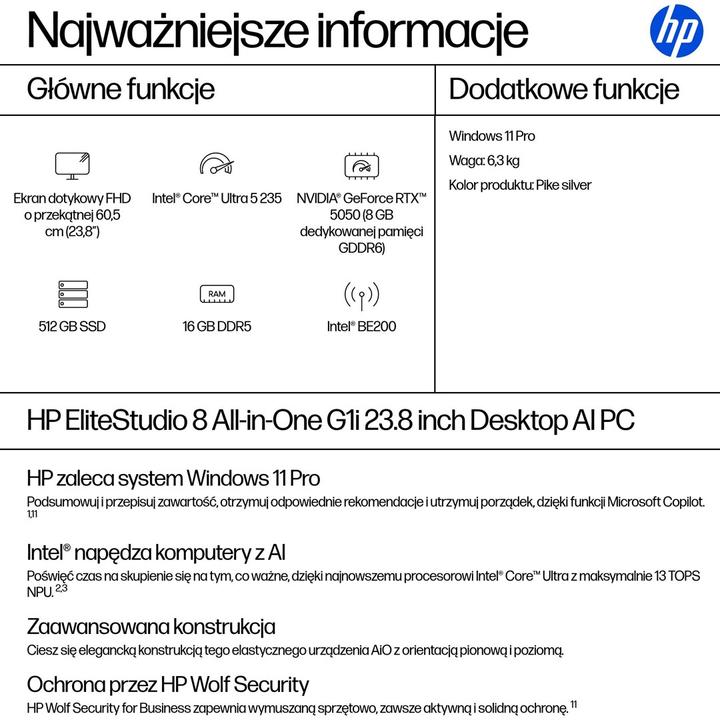 Valeurs nutritives et ingrédients HP EliteStudio 8 G1i AI PC (512 Go, 16 Go)