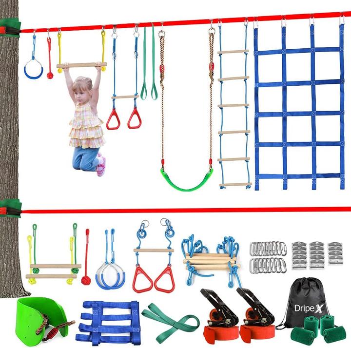 Actual product image Dripex Ninja Slackline Set mit Hindernisparcours (30m, 10 Hindernisse) (30 m)