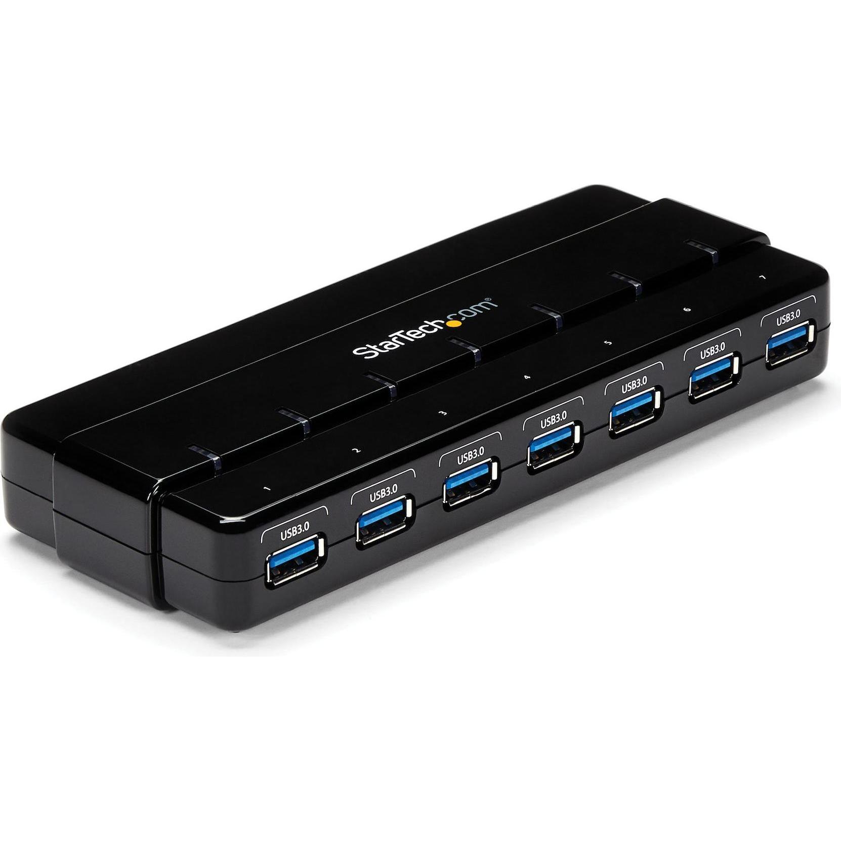 StarTech SuperSpeed Hub (USB-C, 7 Ports), Dockingstation + USB Hub, Schwarz