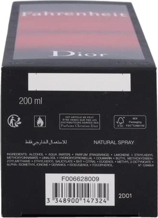 Actual product image Dior Fahrenheit (Eau de toilette, 200 ml)