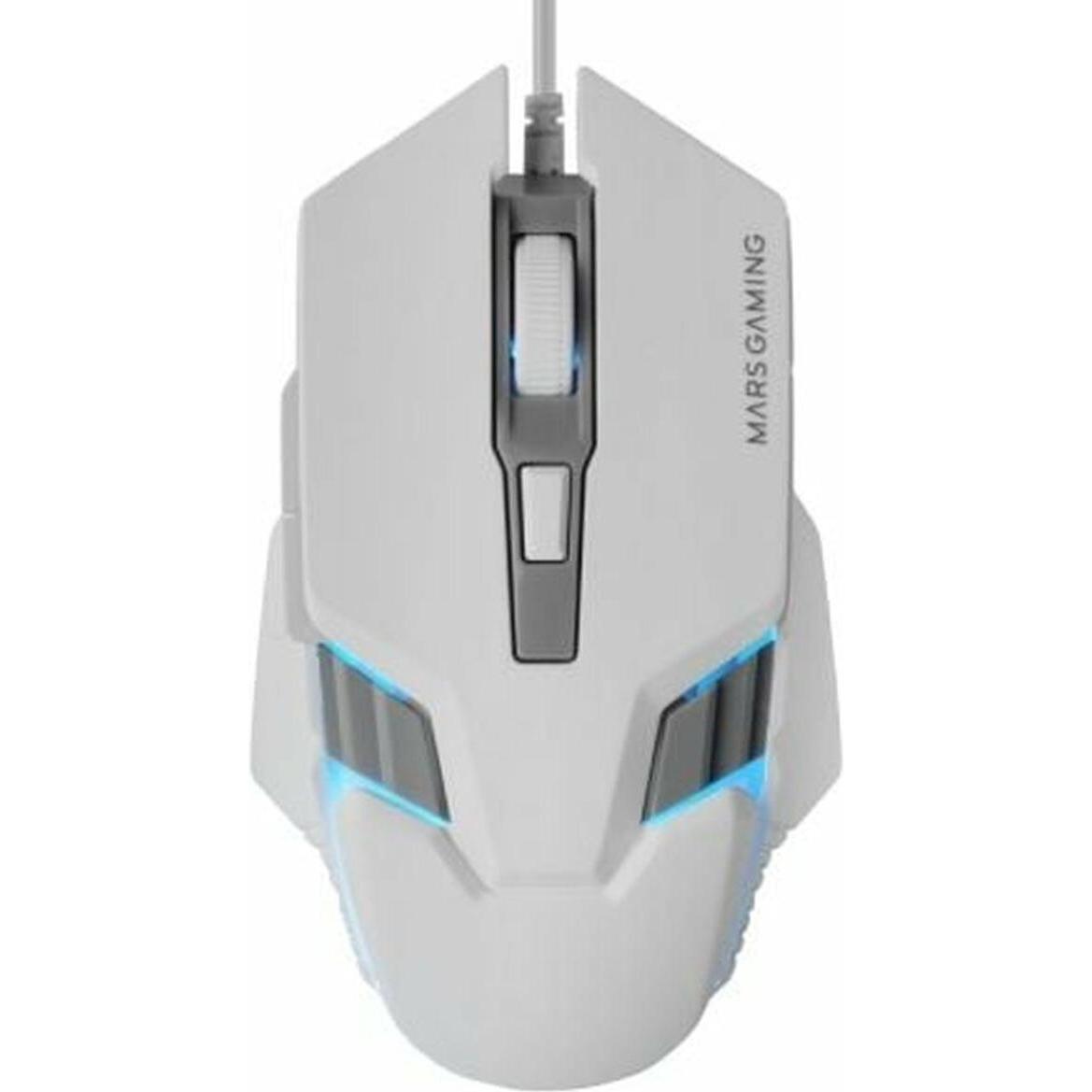 Mars Gaming MM024 (Cablato), Mouse, Bianco
