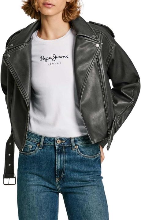 Image du produit Pepe Jeans Amalia Pull Femme, Col Biker, Fermeture Éclair, Coupe Regular (XL)