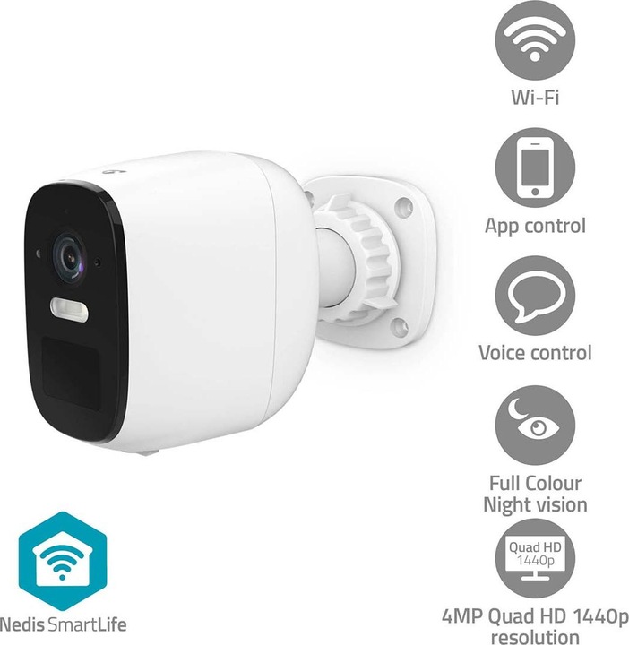 Actual product image Nedis SmartLife outdoor camera | Wi-Fi | Spotlight | 4MP Quad HD 1440p / 2560x1440 | Pan tilt | (2560 x 1440 Pixels)
