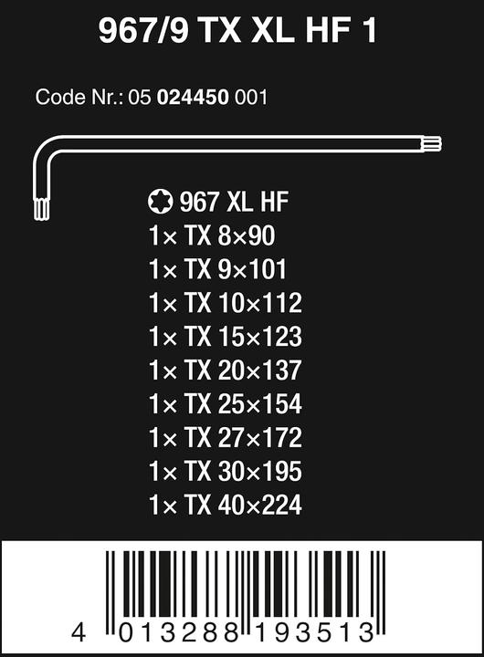 Actual product image Wera 967/9 Tx XL Hf 1