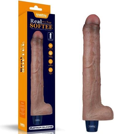 Productafbeelding Lovetoy 10,5" REAL SOFTEE Oplaadbare Silicone Vibrerende Dildo
