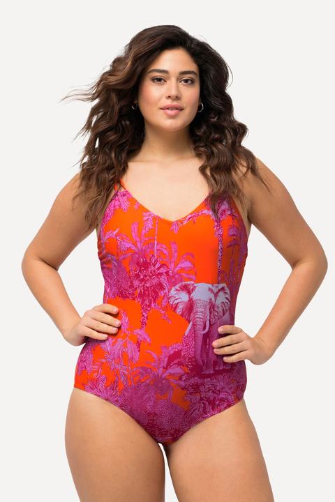 Actual product image Ulla Popken Elephant Print One Piece Swimsuit (62)