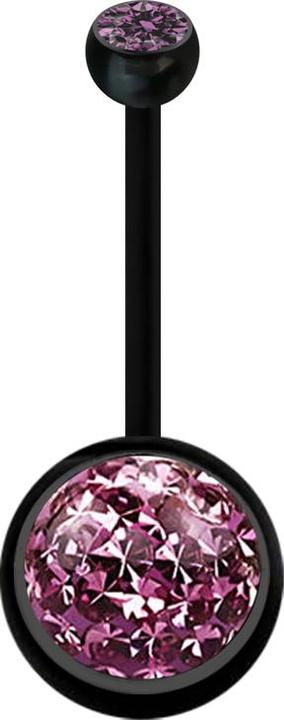 Actual product image Star Piercing Banane schwarz mit Kugel Kristall hellviolett und Kugel Kristall hellviolett Epoxy Schutzschicht (Plastic, without brass)