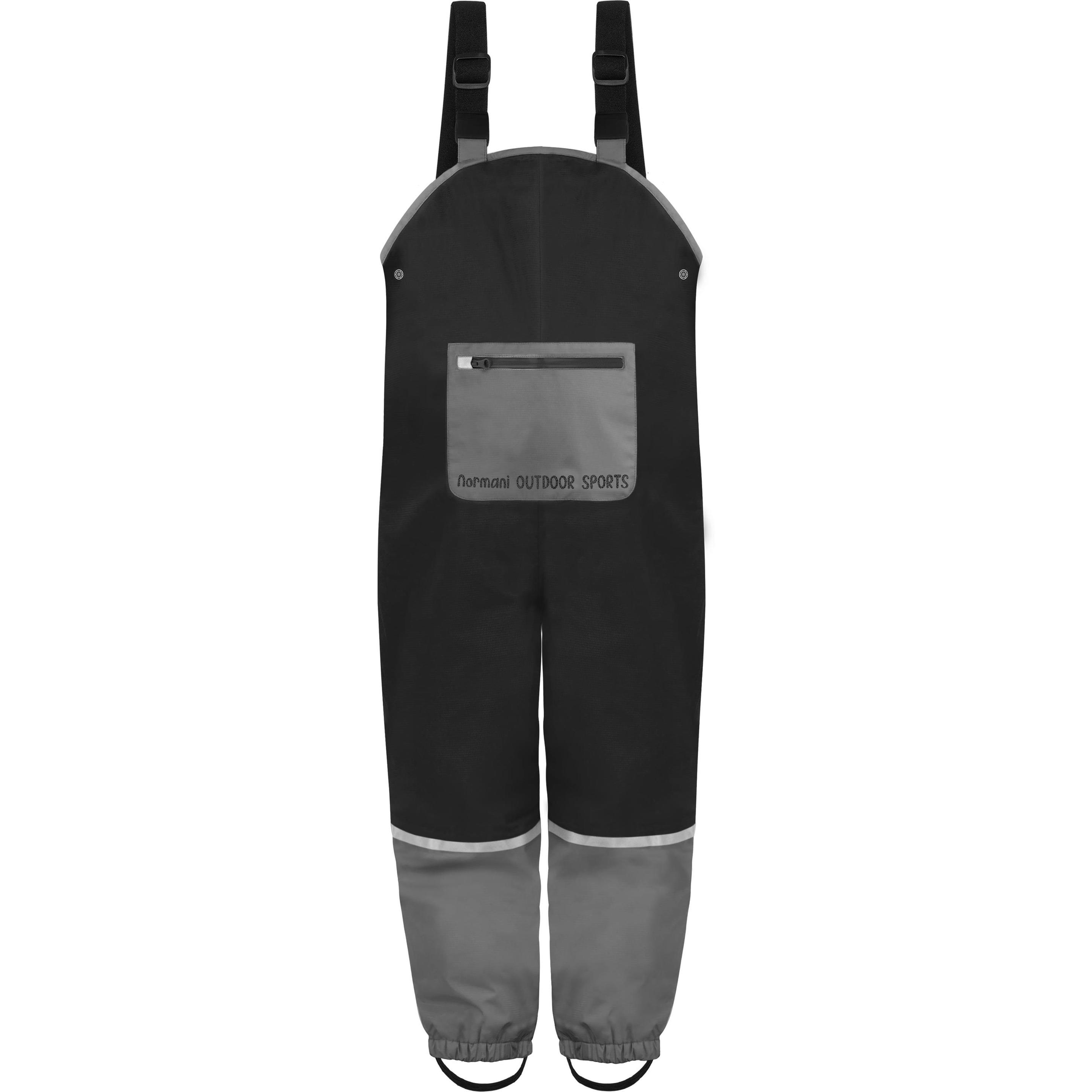 Normani, Herren, Outdoorhose, Kinder Regenhose mit Hosenträgern „Twisp“ - 9659 (134), Schwarz, 134