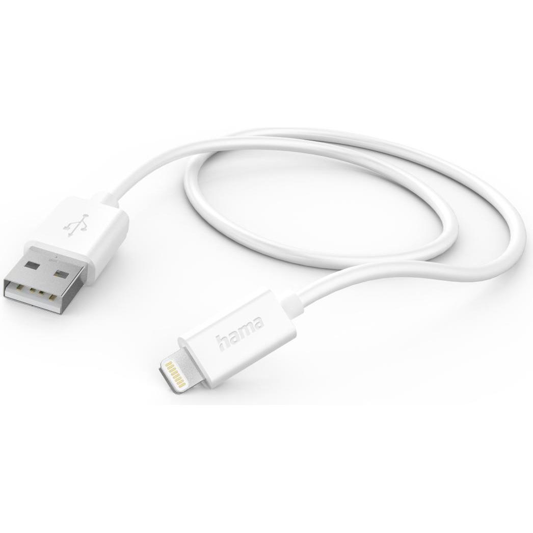 Hama USB-Kabel, USB-A - Lightning, 1 m, Weiss (1 m, USB 2.0), USB Kabel